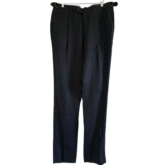 Banana Republic Other - Banana Republic Emmetex 100% Linen Tailored Slim Fit Pants Black Size 34L Italy
